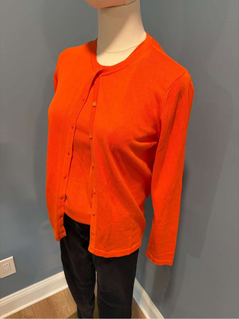 Rare Henri Bendel Classics Twin Set Cardigan & Tank Size S Orange Cotton Italy